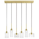 Dainolite 6 Light Halogen Horizontal Pendant Aged Brass with Clear Glass IC-286P-AGB