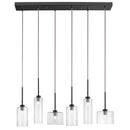 Dainolite 6 Light Halogen Horizontal Pendant Matte Black with Clear Glass IC-286P-MB