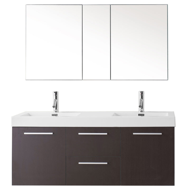 Modern Fittings Midori 54" Double Bath Vanity Top and Integrated Square Sinks Faucets