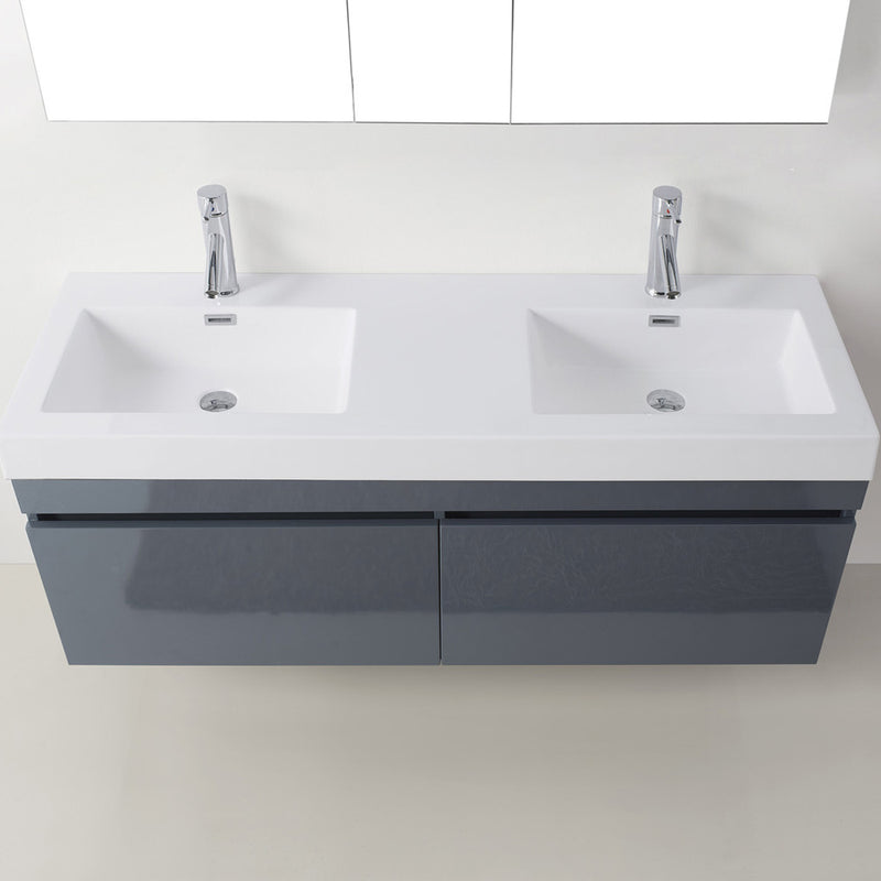 Modern Fittings Zuri 55" Double Bath Vanity Top and Integrated Square Sinks