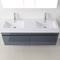 Modern Fittings Zuri 55" Double Bath Vanity Top and Integrated Square Sinks Faucets