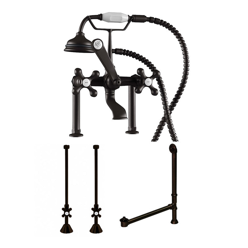 Cambridge Plumbing Complete Package for Deck Mount Clawfoot Tub 6" Deck Risers BRZ