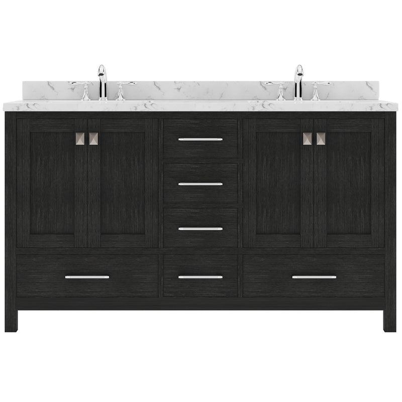 Modern Fittings Caroline Premium 60" Double Bath Vanity with Cultured Marble Quartz Top and Round Sinks