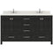 Modern Fittings Caroline Premium 60" Double Bath Vanity with Dazzle Quartz Top and Square Sinks with Zebra Gray