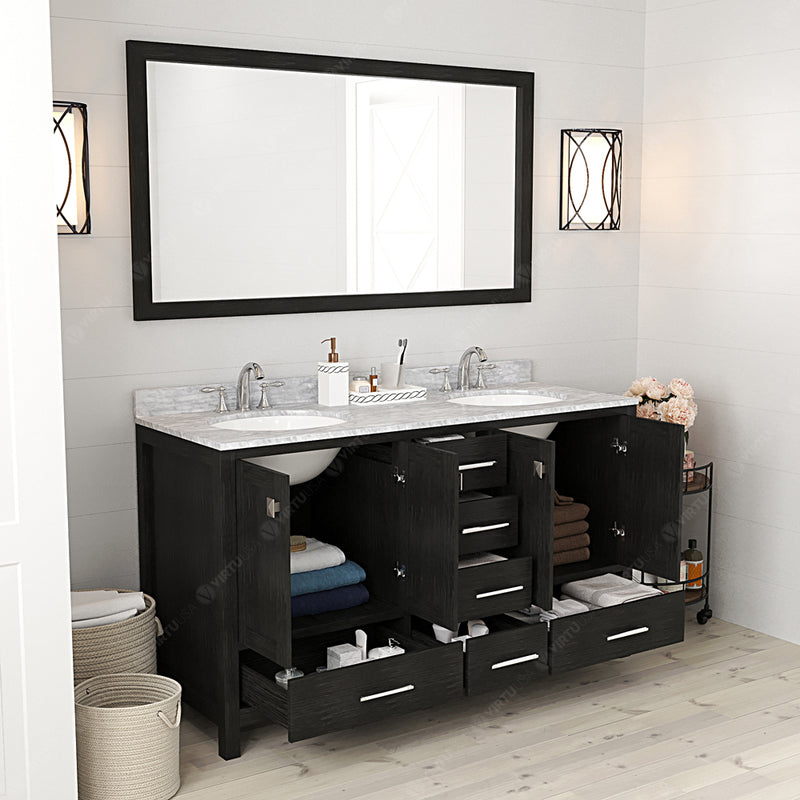 Modern Fittings Caroline Premium 60" Double Bath Vanity with Marble Top and Round Sinks Faucets