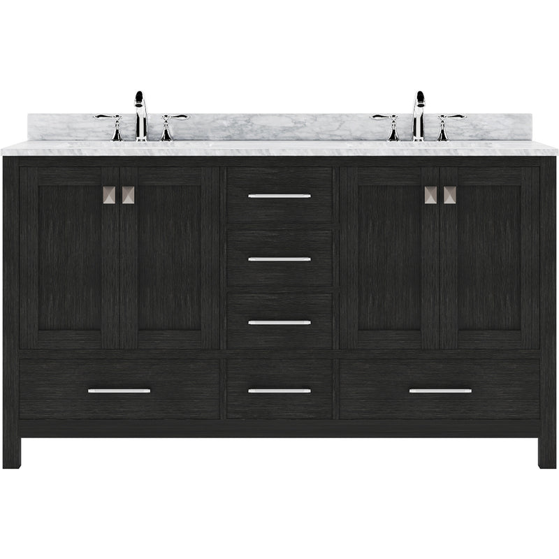 Modern Fittings Caroline Premium 60" Double Bath Vanity with Marble Top and Square Sinks