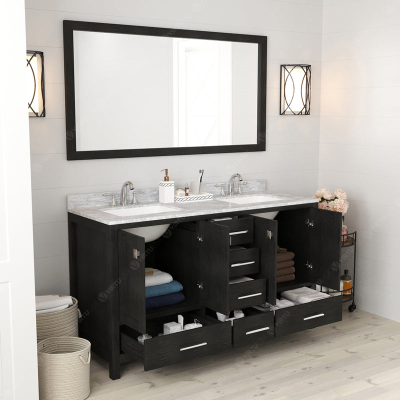 Modern Fittings Caroline Premium 60" Double Bath Vanity with Marble Top and Square Sinks Faucets