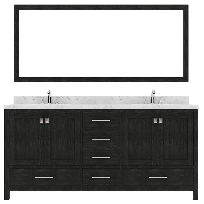 Modern Fittings Caroline Premium 72" Double Bath Vanity with Cultured Marble Quartz Top and Square Sinks