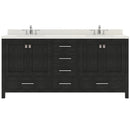 Modern Fittings Caroline Premium 72" Double Bath Vanity with Dazzle White Quartz Top and Square Sinks With Zebra Gray