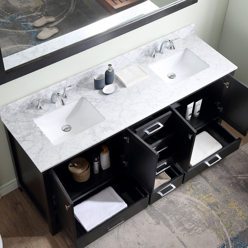 Modern Fittings Caroline Premium 72" Double Bath Vanity with Marble Top and Square Sinks