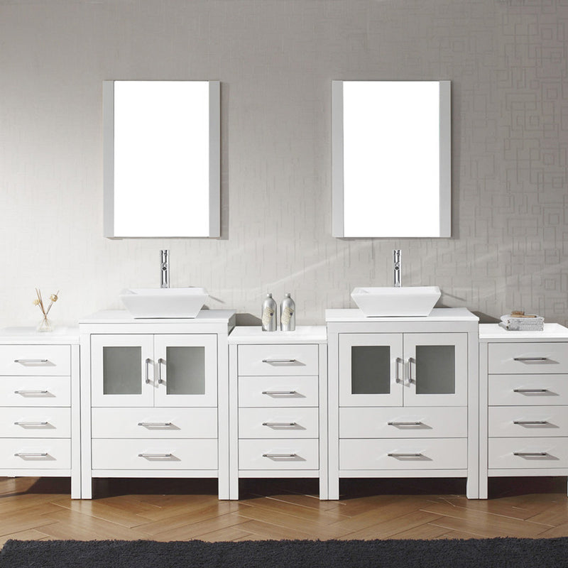 Modern Fittings Dior 110" Double Bath Vanity with Engineered Stone Top and Square Sinks Faucets