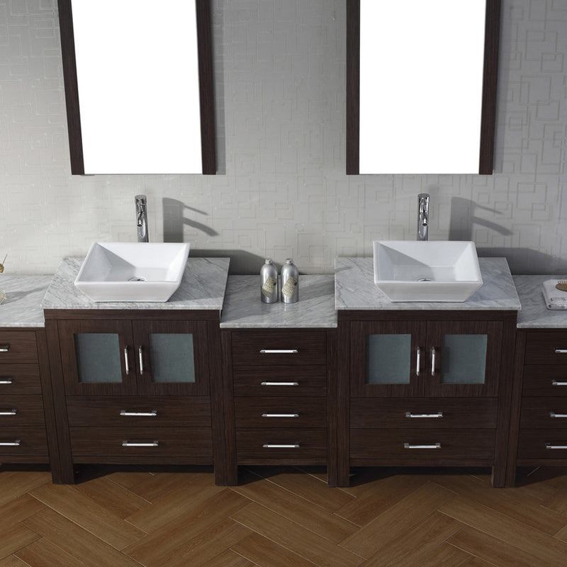 Modern Fittings Dior 110" Double Bath Vanity with Marble Top and Square Sinks Faucets