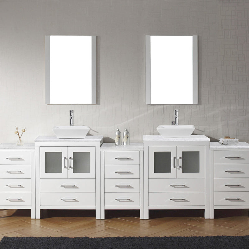 Modern Fittings Dior 110" Double Bath Vanity with Marble Top and Square Sinks Faucets