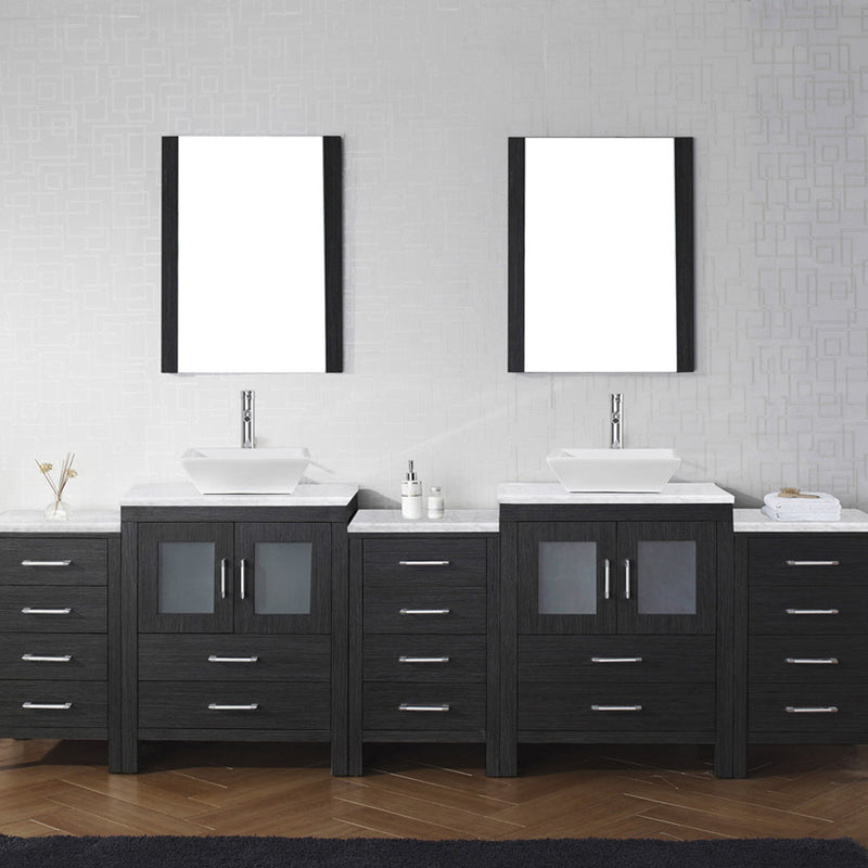 Modern Fittings Dior 110" Double Bath Vanity with Marble Top and Square Sinks Faucets