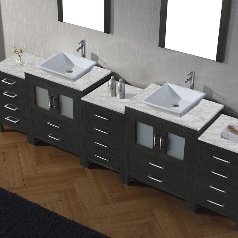 Modern Fittings Dior 110" Double Bath Vanity with Marble Top and Square Sinks Faucets