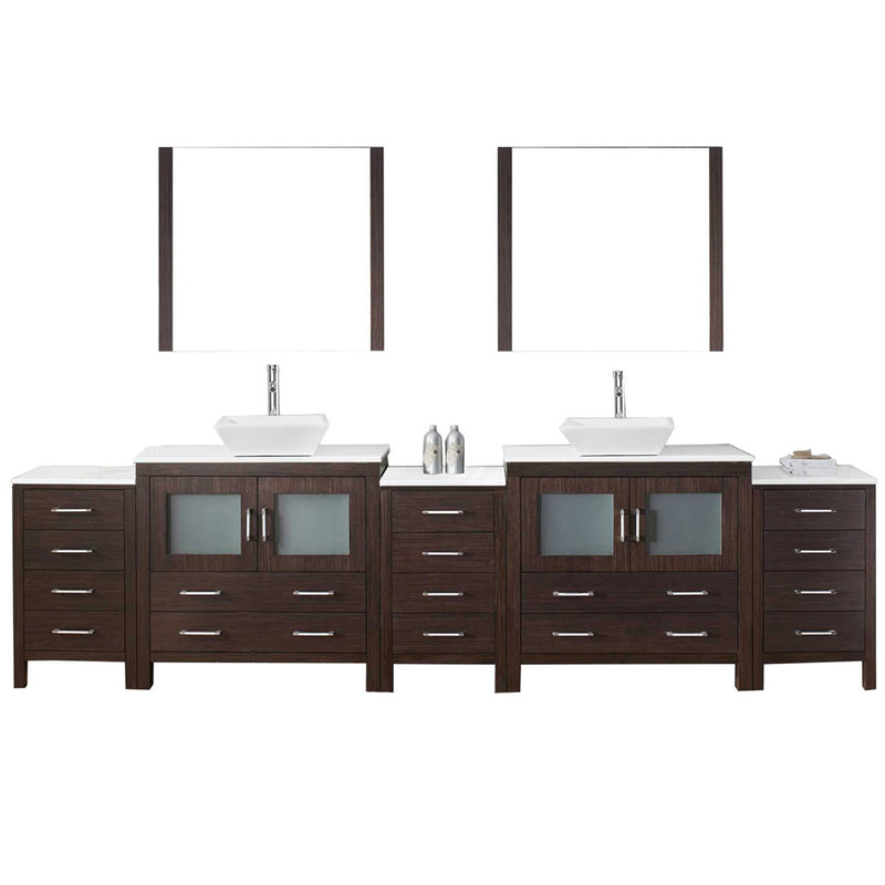 Modern Fittings Dior 118" Double Bath Vanity with Engineered Stone Top and Square Sinks Faucets