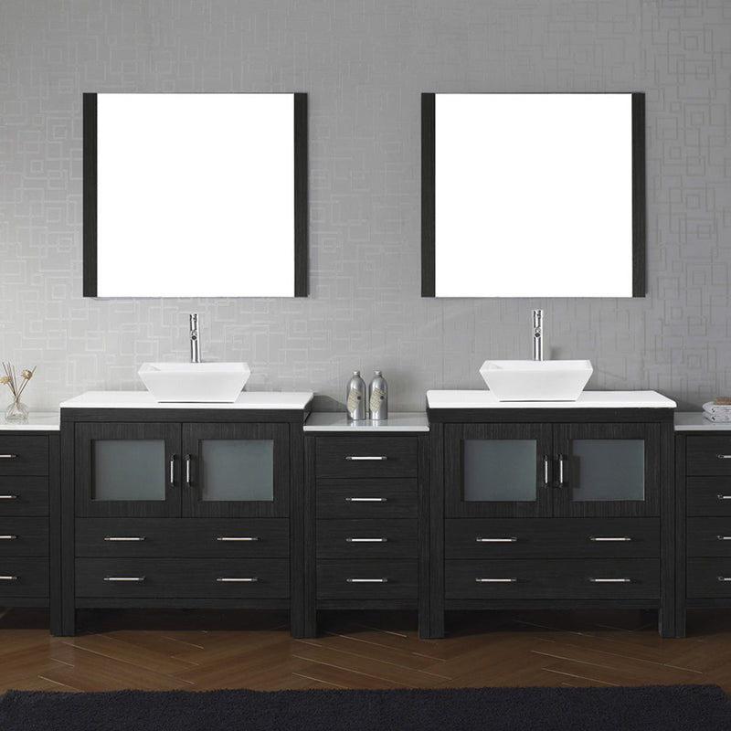 Modern Fittings Dior 118" Double Bath Vanity with Engineered Stone Top and Square Sinks Faucets