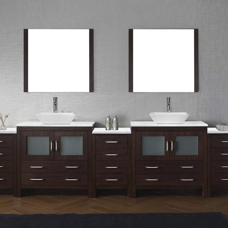 Modern Fittings Dior 118" Double Bath Vanity with Marble Top and Square Sinks Faucets