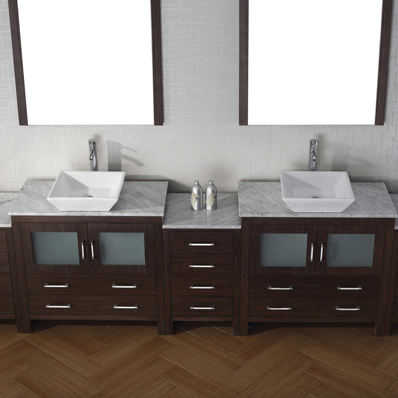 Modern Fittings Dior 118" Double Bath Vanity with Marble Top and Square Sinks Faucets