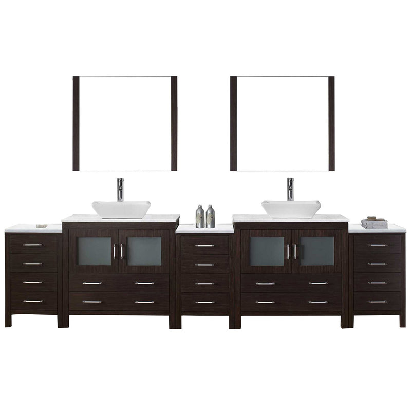 Modern Fittings Dior 118" Double Bath Vanity with Marble Top and Square Sinks Faucets