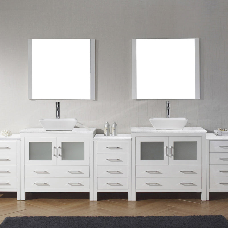 Modern Fittings Dior 118" Double Bath Vanity with Marble Top and Square Sinks Faucets