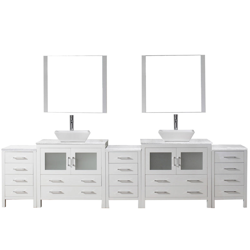 Modern Fittings Dior 118" Double Bath Vanity with Marble Top and Square Sinks Faucets