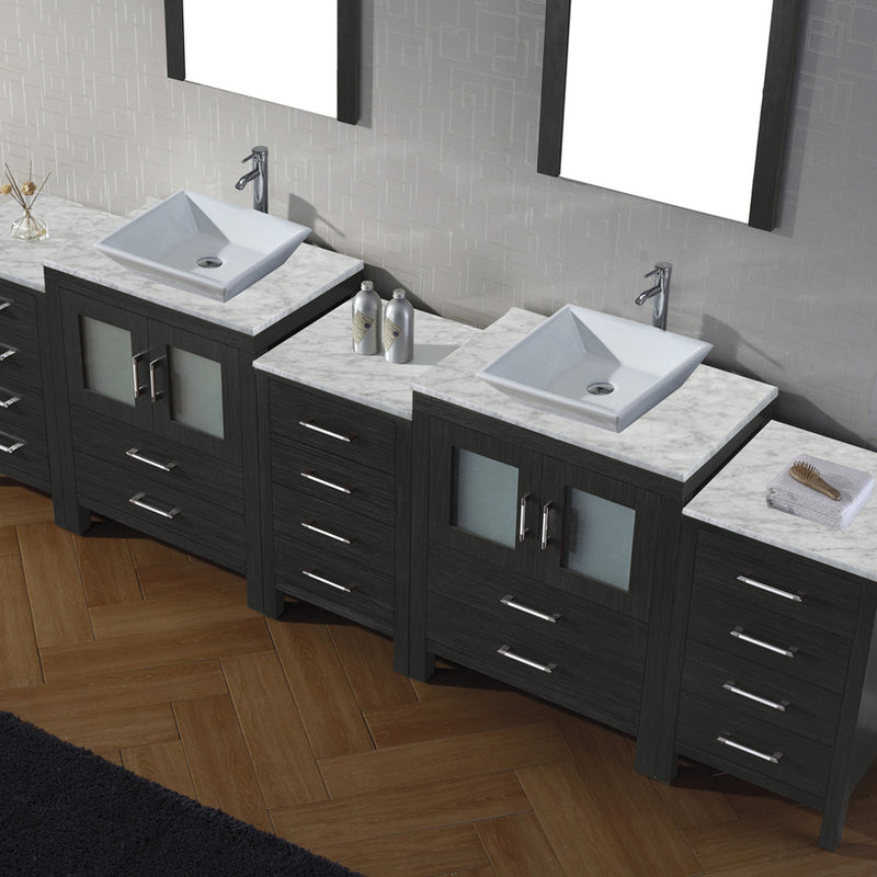 Modern Fittings Dior 118" Double Bath Vanity with Marble Top and Square Sinks Faucets