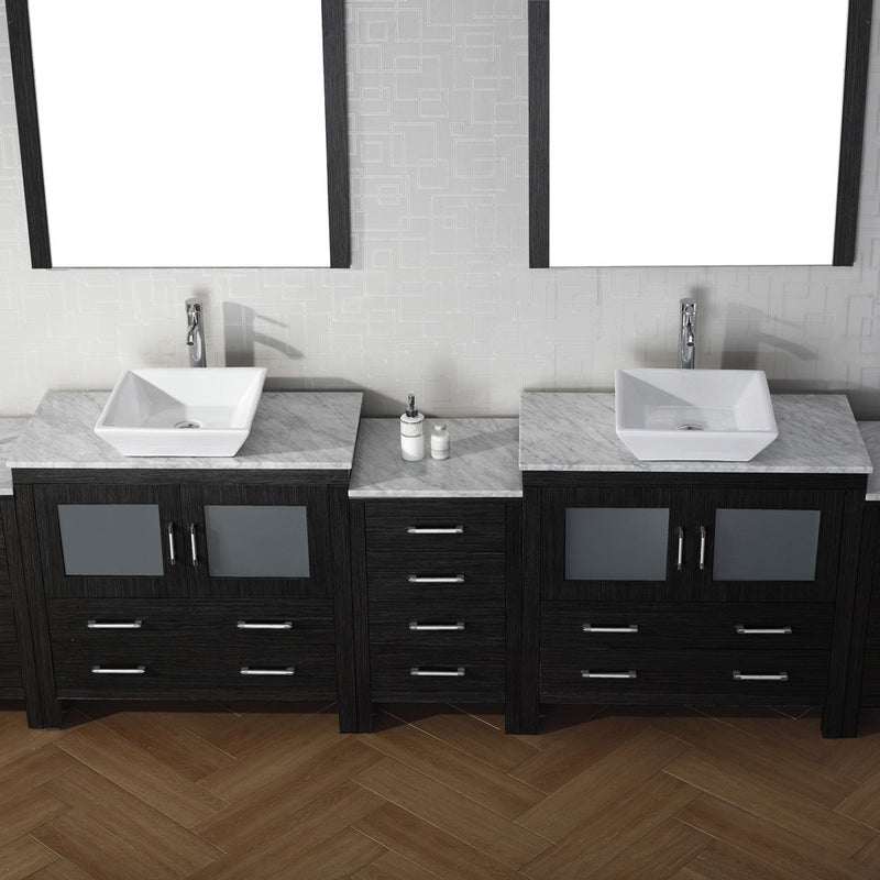 Modern Fittings Dior 118" Double Bath Vanity with Marble Top and Square Sinks Faucets