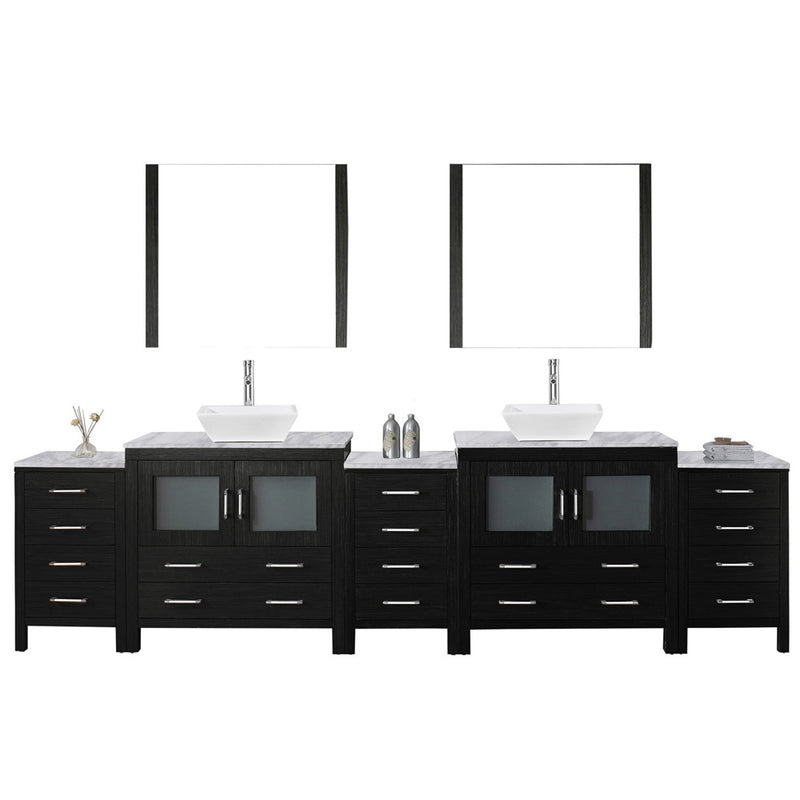 Modern Fittings Dior 118" Double Bath Vanity with Marble Top and Square Sinks Faucets