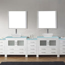 Modern Fittings Dior 126" Double Bath Vanity with Glass Top and Square Sinks Faucets