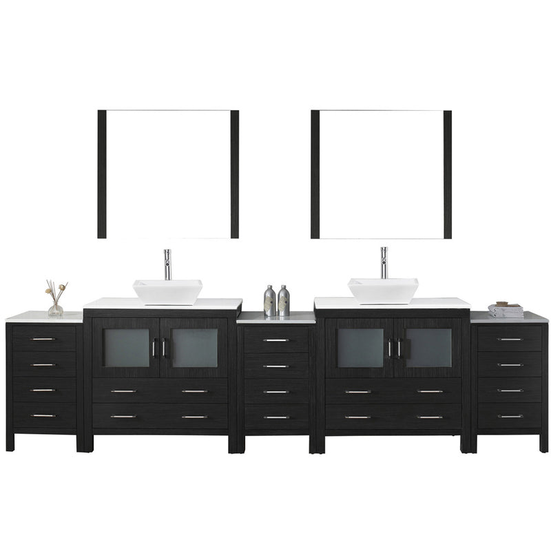 Modern Fittings Dior 126" Double Bath Vanity with Engineered Stone Top and Square Sinks Faucets