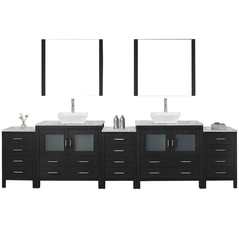 Modern Fittings Dior 126" Double Bath Vanity with Marble Top and Square Sinks Faucets