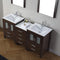 Modern Fittings Dior 66" Double Bath Vanity in Espresso with Top and Integrated Square Sinks Faucets