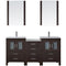 Modern Fittings Dior 66" Double Bath Vanity in Espresso with Top and Integrated Square Sinks Faucets