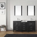 Modern Fittings Dior 66" Double Bath Vanity in Espresso with Top and Integrated Square Sinks Faucets