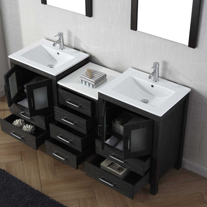 Modern Fittings Dior 66" Double Bath Vanity in Espresso with Top and Integrated Square Sinks Faucets