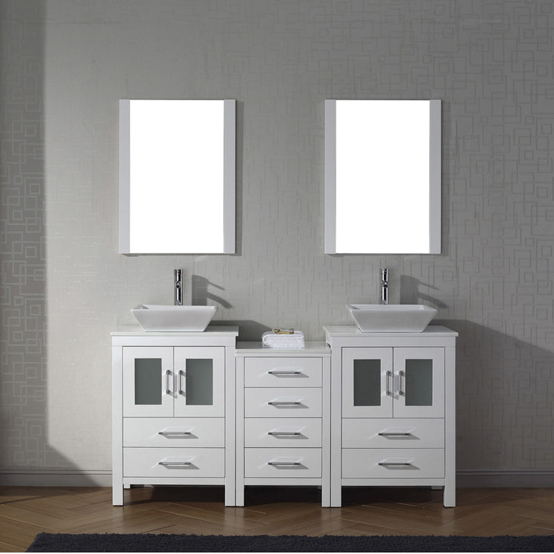 Modern Fittings Dior 66" Double Bath Vanity with Engineered Stone Top and Square Sinks Faucets