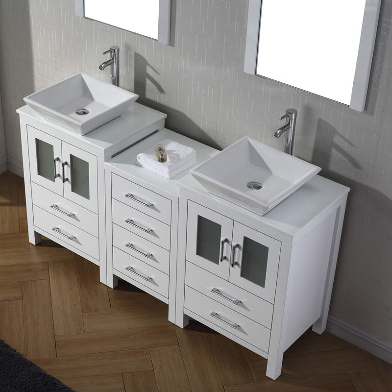 Modern Fittings Dior 66" Double Bath Vanity with Engineered Stone Top and Square Sinks Faucets