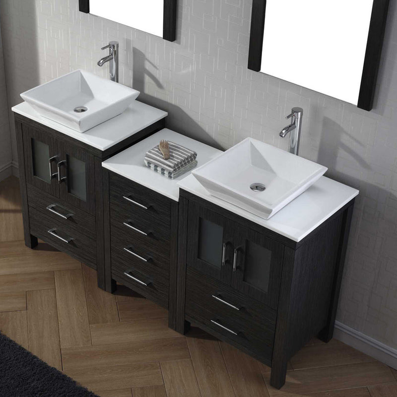 Modern Fittings Dior 66" Double Bath Vanity with Engineered Stone Top and Square Sinks Faucets