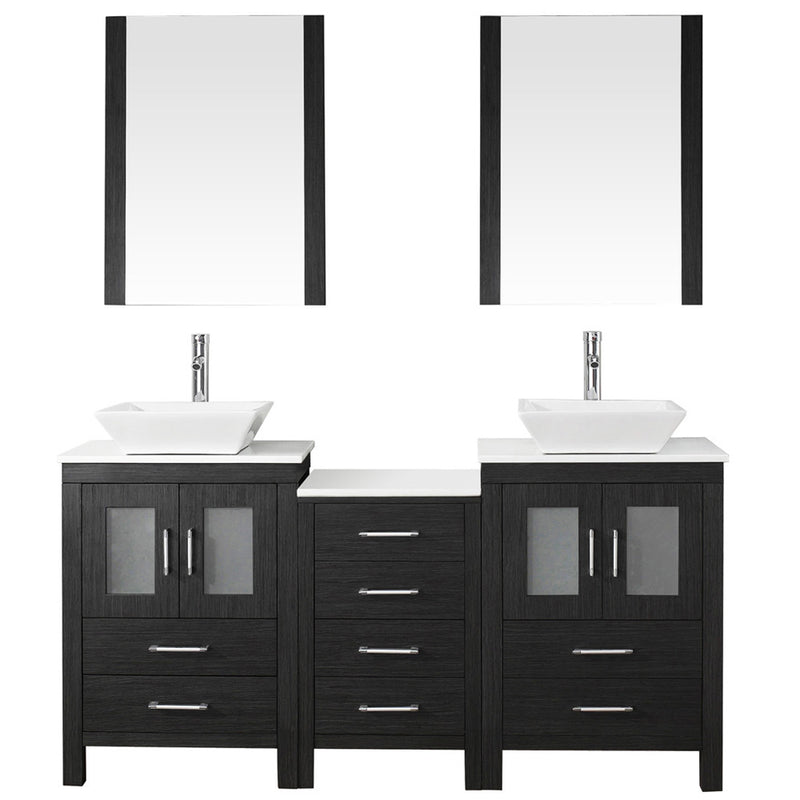 Modern Fittings Dior 66" Double Bath Vanity with Engineered Stone Top and Square Sinks Faucets