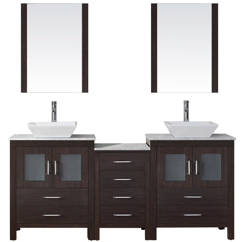 Modern Fittings Dior 66" Double Bath Vanity with Marble Top and Square Sinks Faucets