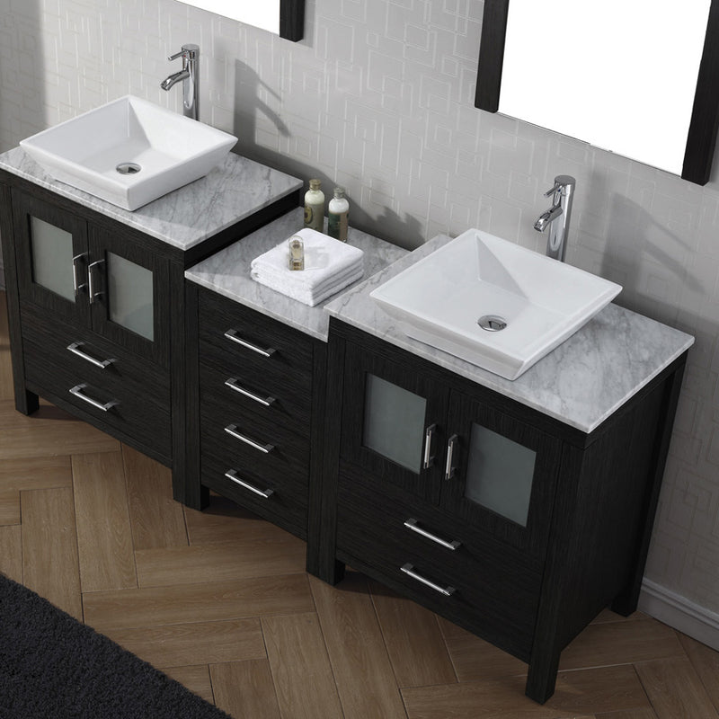 Modern Fittings Dior 66" Double Bath Vanity with Marble Top and Square Sinks Faucets