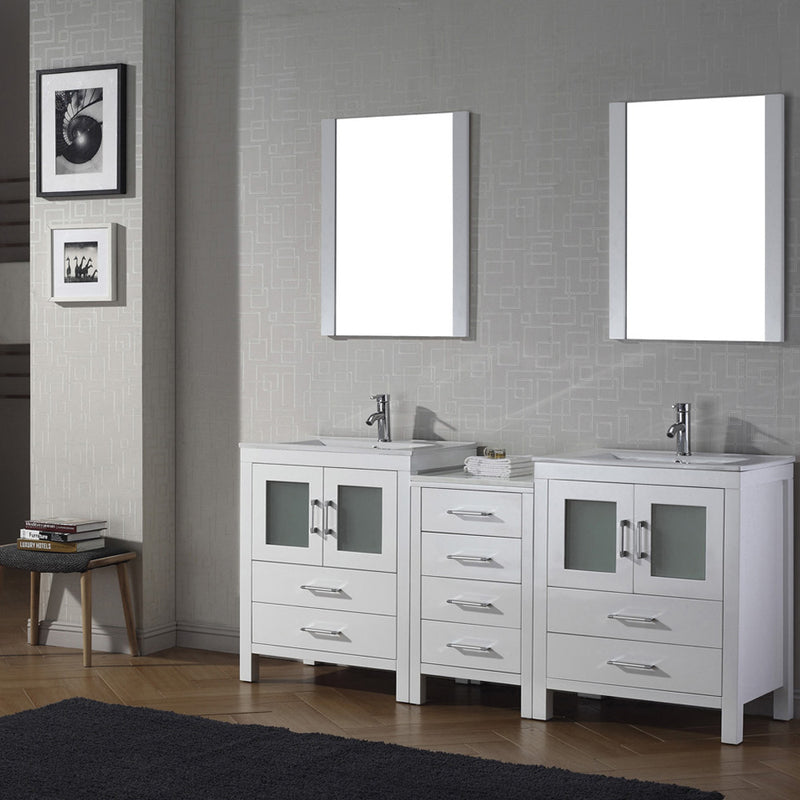 Modern Fittings Dior 74" Double Bath Vanity with Top and Integrated Square Sinks Faucets