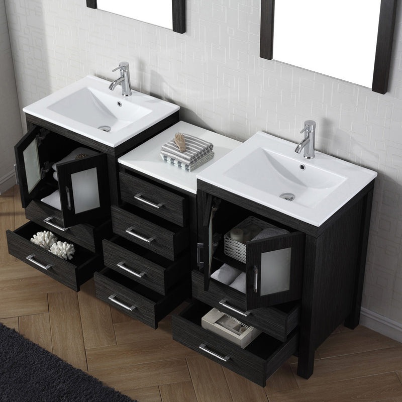 Modern Fittings Dior 74" Double Bath Vanity with Top and Integrated Square Sinks Faucets