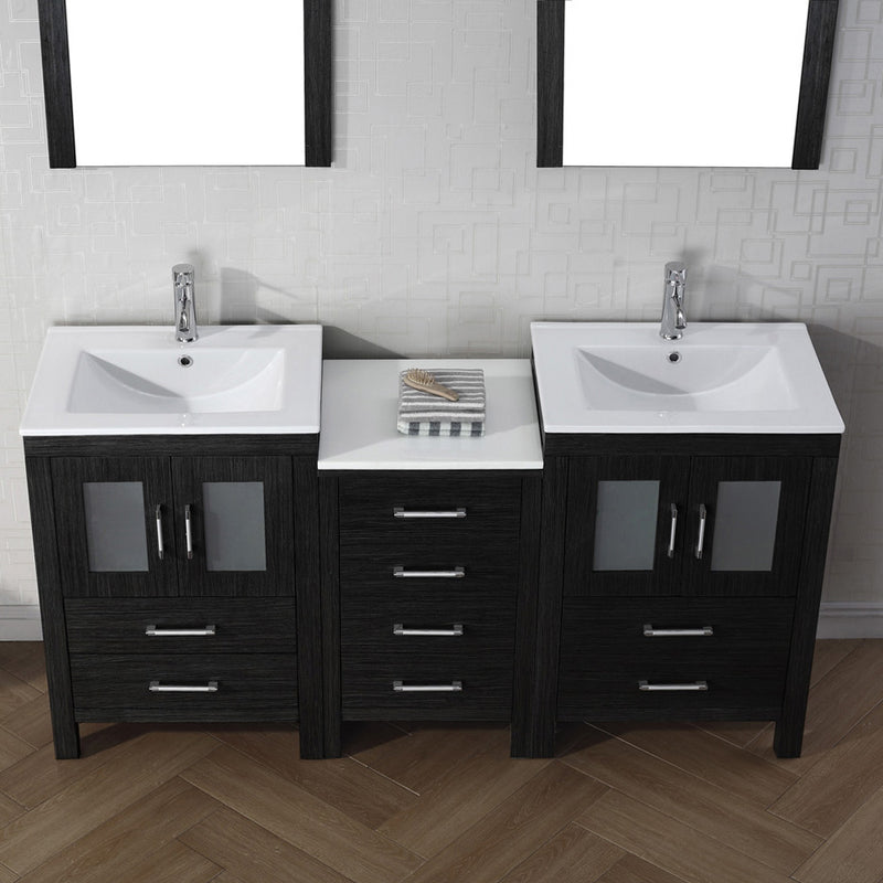 Modern Fittings Dior 74" Double Bath Vanity with Top and Integrated Square Sinks Faucets