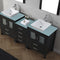 Modern Fittings Dior 74" Double Bath Vanity with Glass Top and Square Sinks Faucets