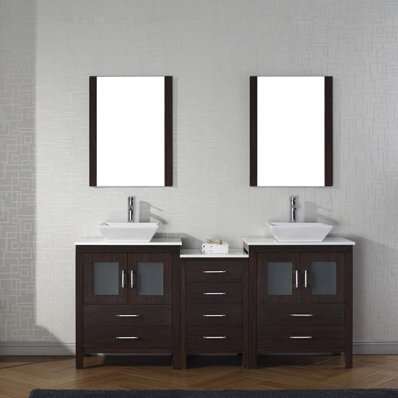 Modern Fittings Dior 74" Double Bath Vanity with Engineered Stone Top and Square Sinks Faucets