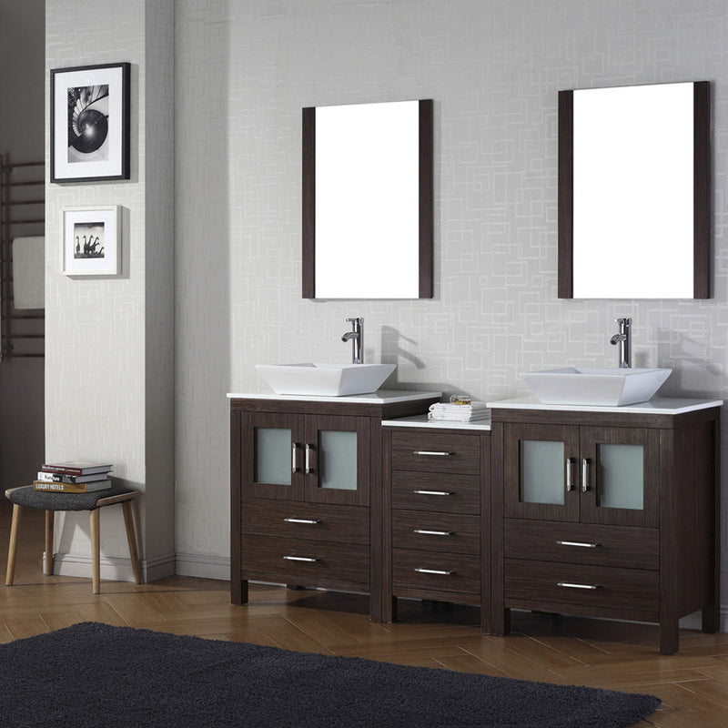 Modern Fittings Dior 74" Double Bath Vanity with Engineered Stone Top and Square Sinks Faucets