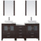 Modern Fittings Dior 74" Double Bath Vanity with Engineered Stone Top and Square Sinks Faucets