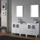 Modern Fittings Dior 74" Double Bath Vanity with Engineered Stone Top and Square Sinks Faucets